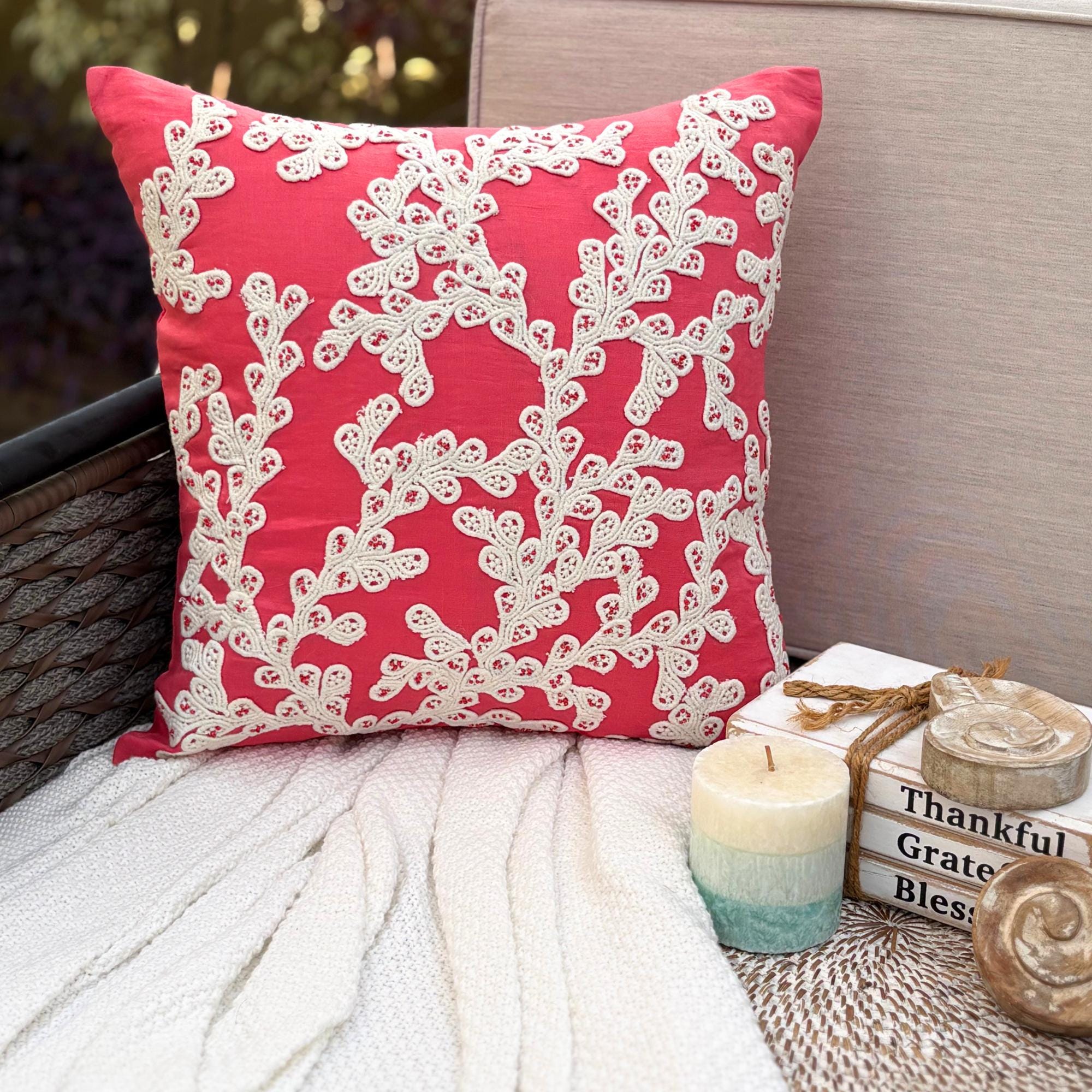 Coral Branch throw pillow cover, product view 3