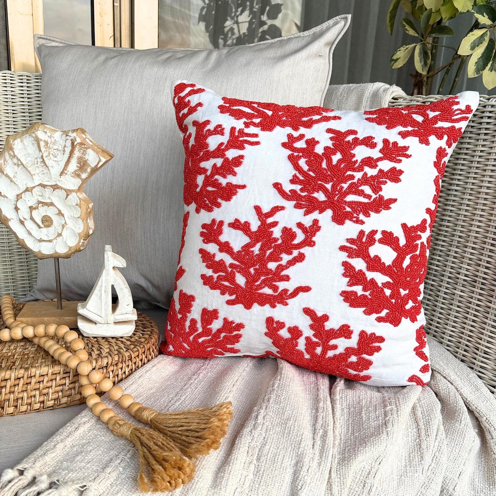 Coral Motif throw pillow cover, product view 5