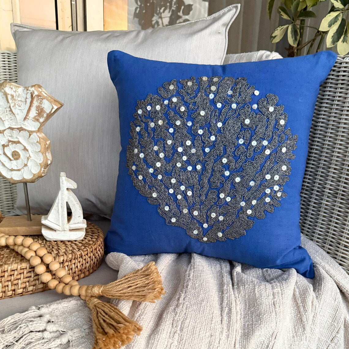 Coastal Pattern throw pillow cover, product view 5