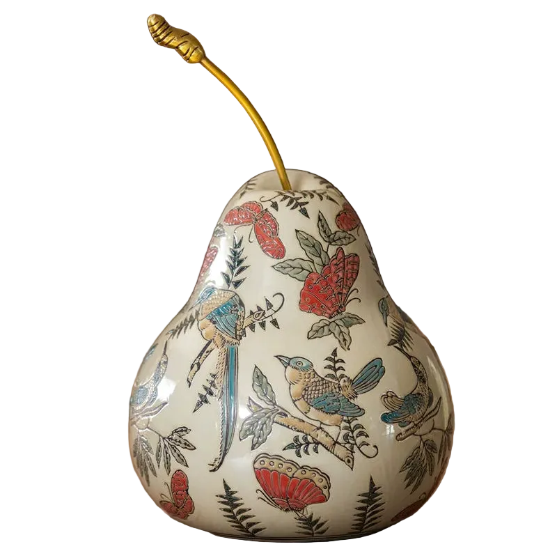 Ceramic Painted Pear Table Statue product view