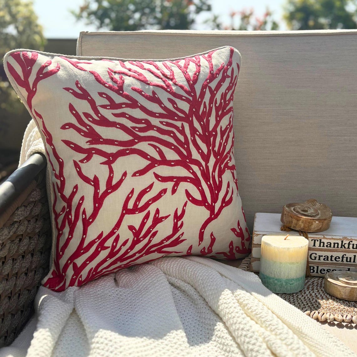 Coral and Starfish throw pillow cover, product view 21