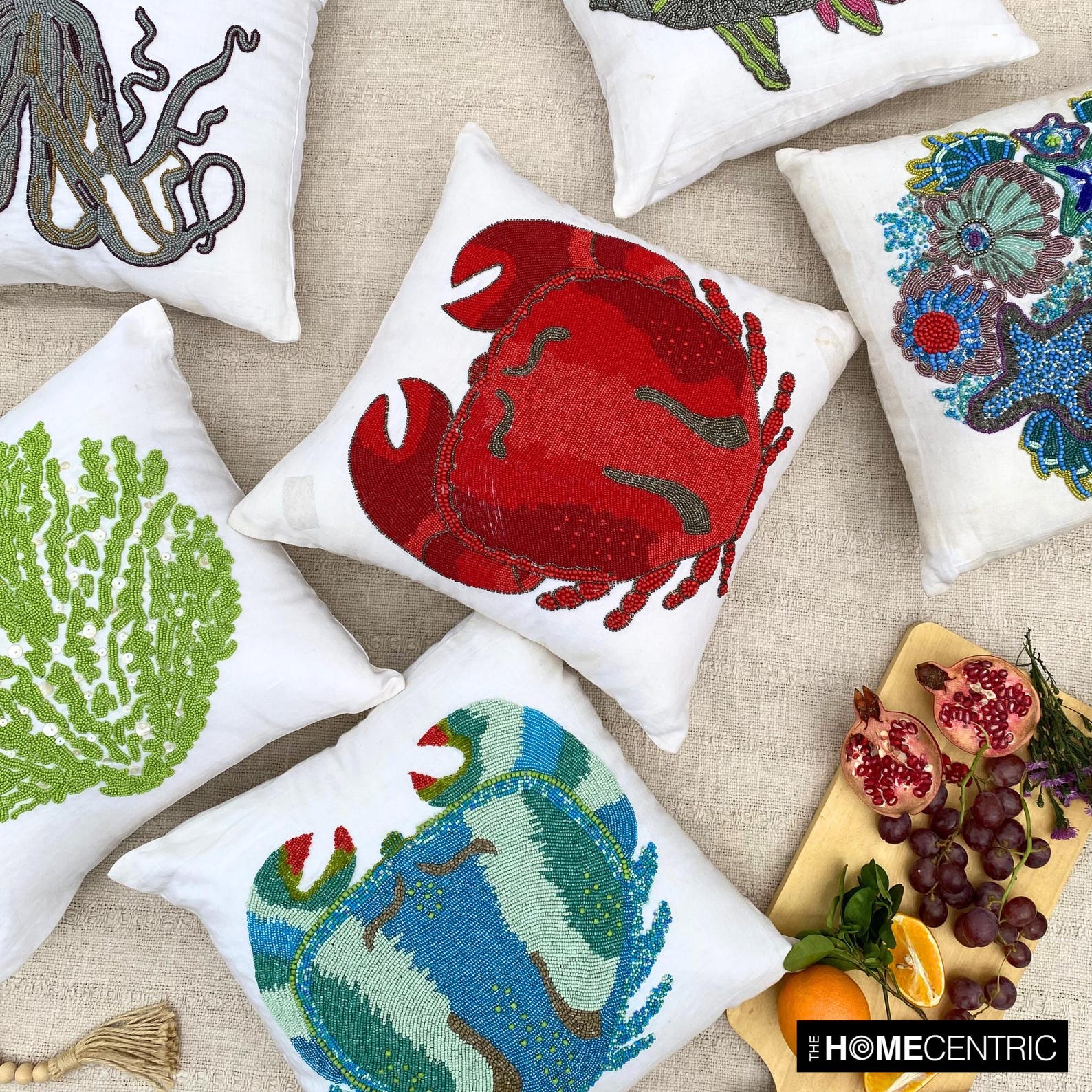 Crab Motif throw pillow cover, product view 5