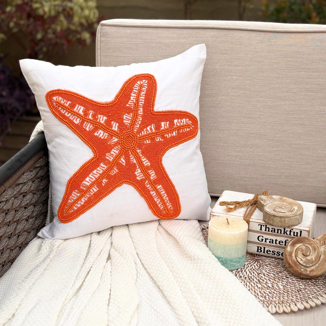 Starfish Pattern throw pillow cover, product view 4