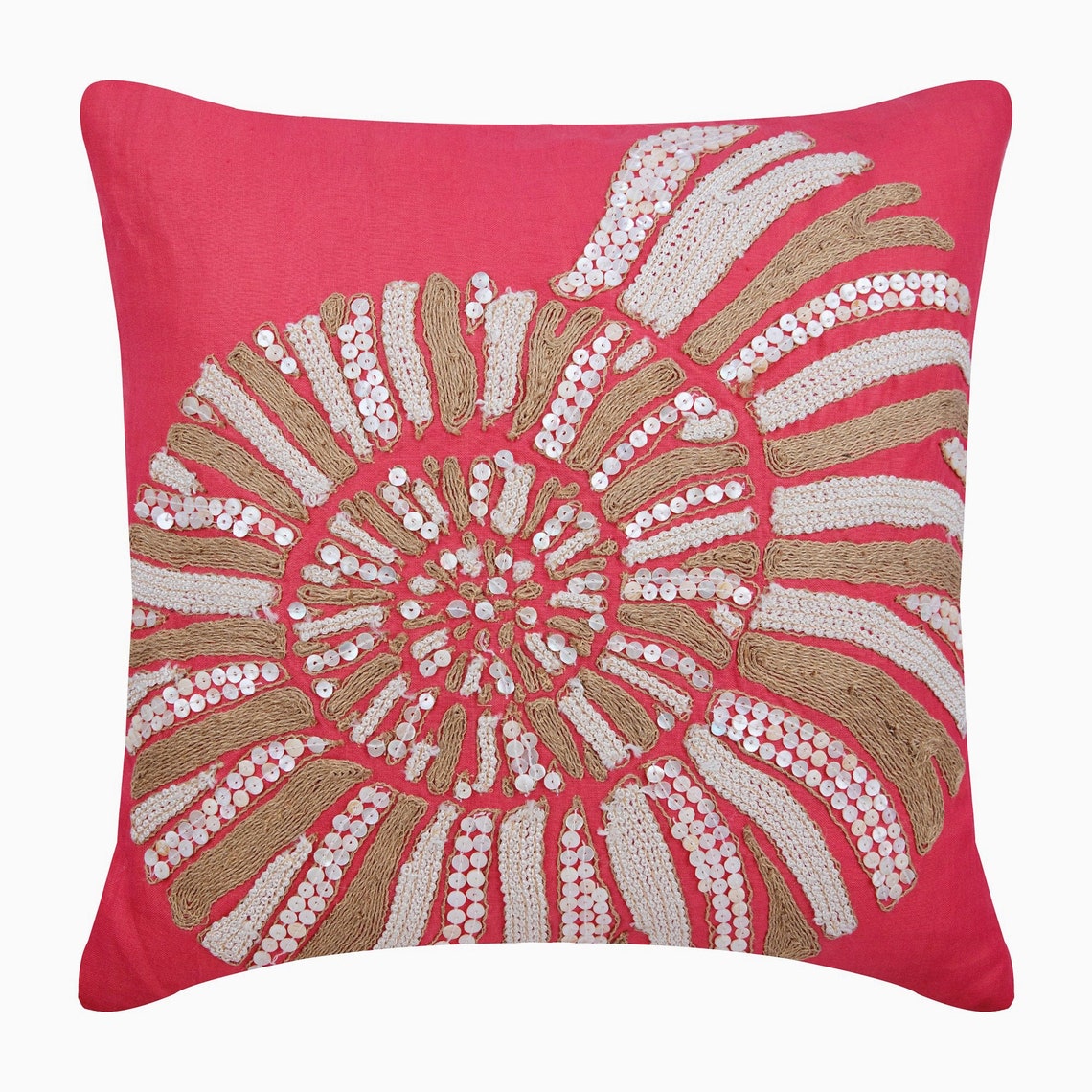 Coral and Seashell throw pillow cover, product view 9
