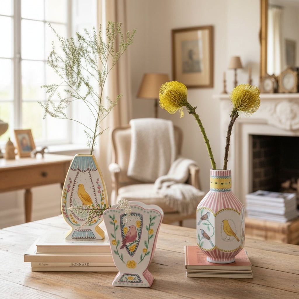 Nightingale Birds Porcelain Ceramic Vase product detail view 3