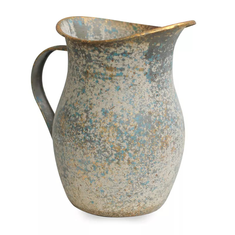 Shabby Country Flower Vase Galvanized Rustic Pitcher product view
