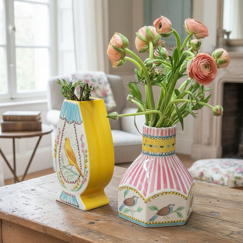 Nightingale Birds Porcelain Ceramic Vase product detail view 2