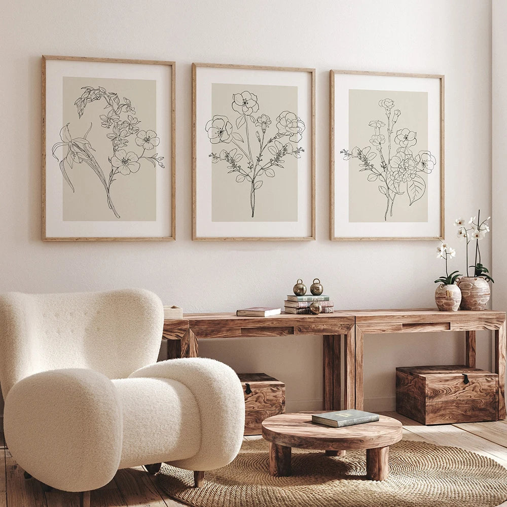 Floral Sketch Wall Art Print product detail view 2