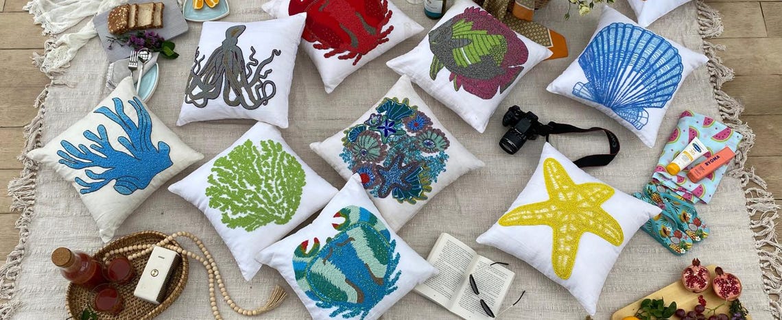 Coastal Crab throw pillow cover, product view 9