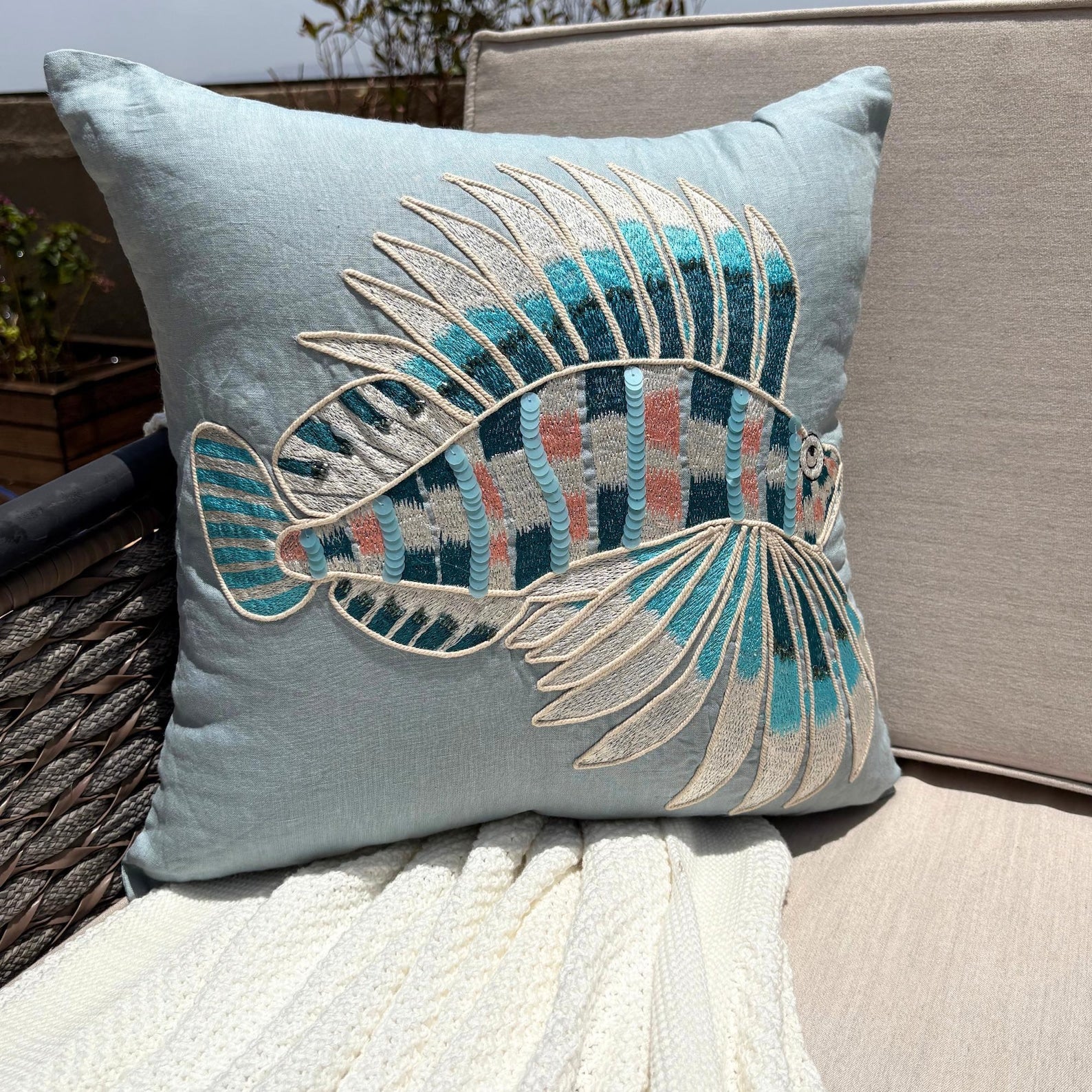 Fish Illustration throw pillow cover, product view 3
