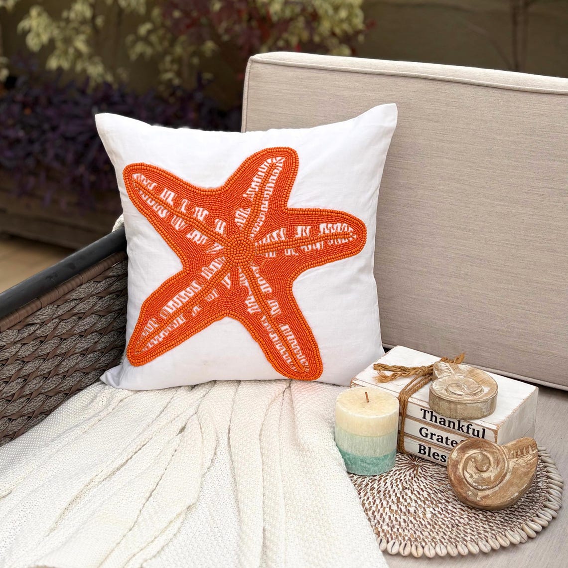 Starfish Pattern throw pillow cover, product view 2