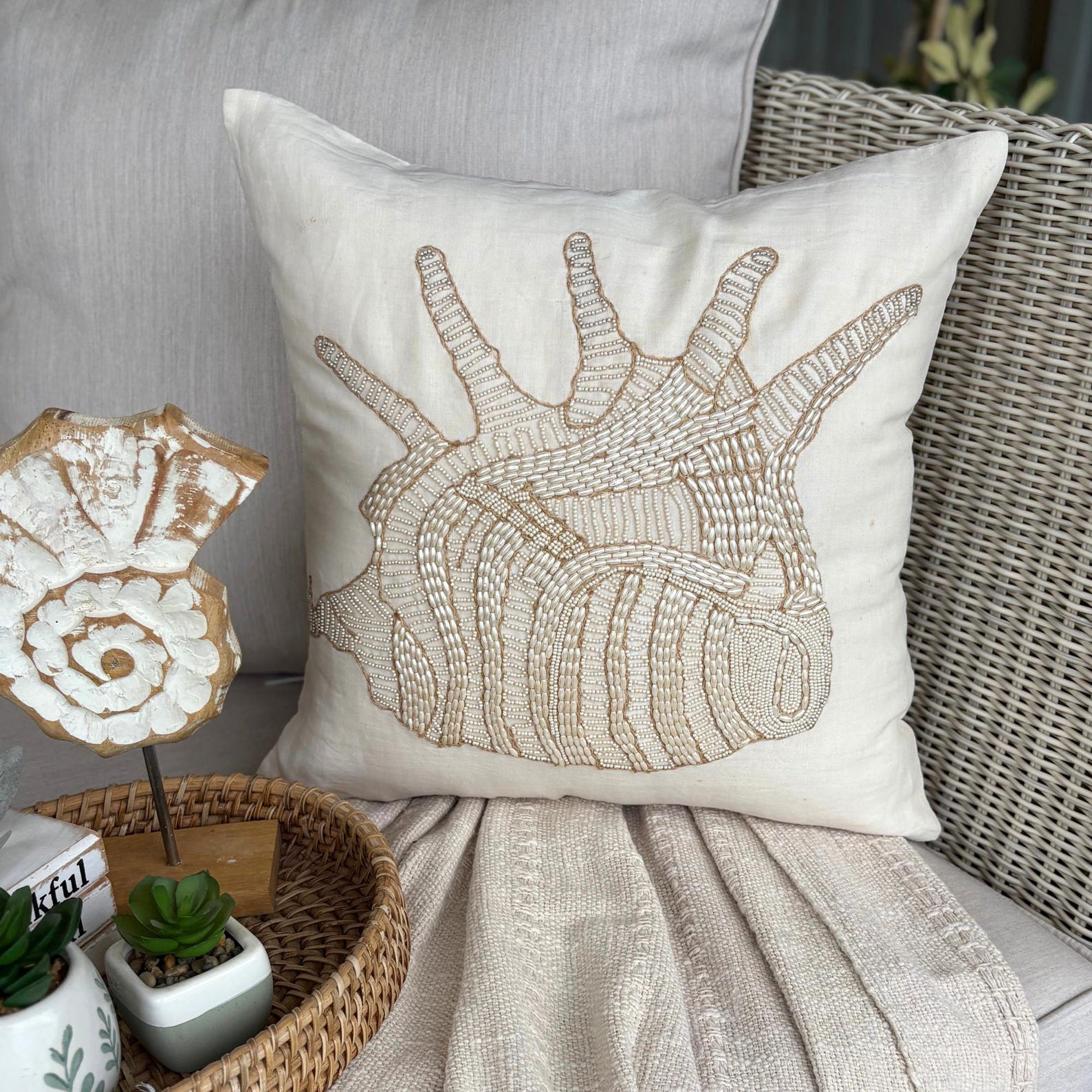 Seahorse Pattern throw pillow cover, product view 10