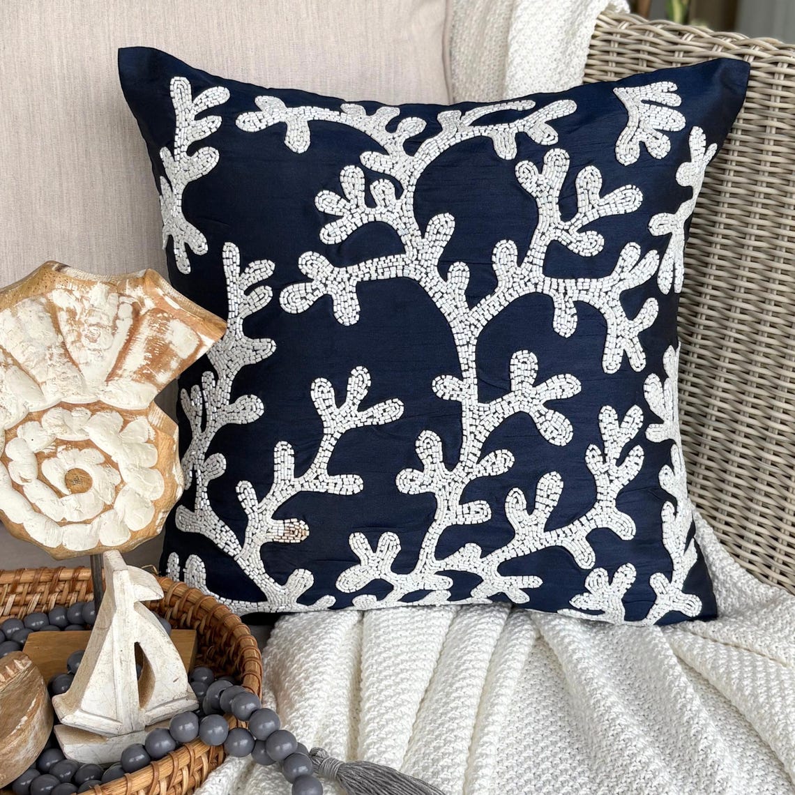 Coastal Seaweed throw pillow cover, product view 15