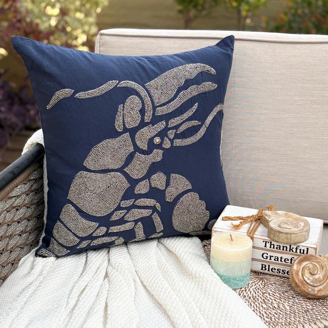 Lobster Motif throw pillow cover, product view 4