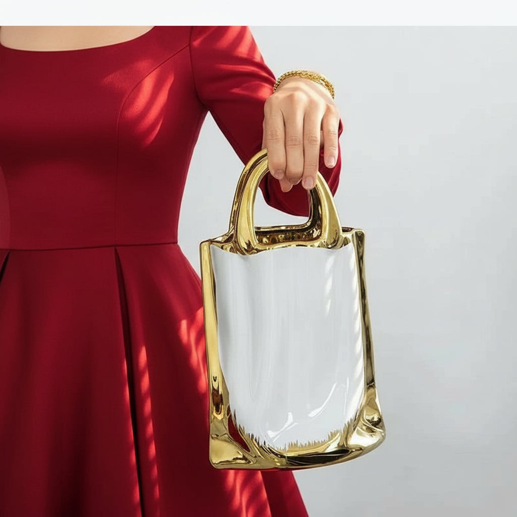 Border Ceramic Handbag Shape Vase product view
