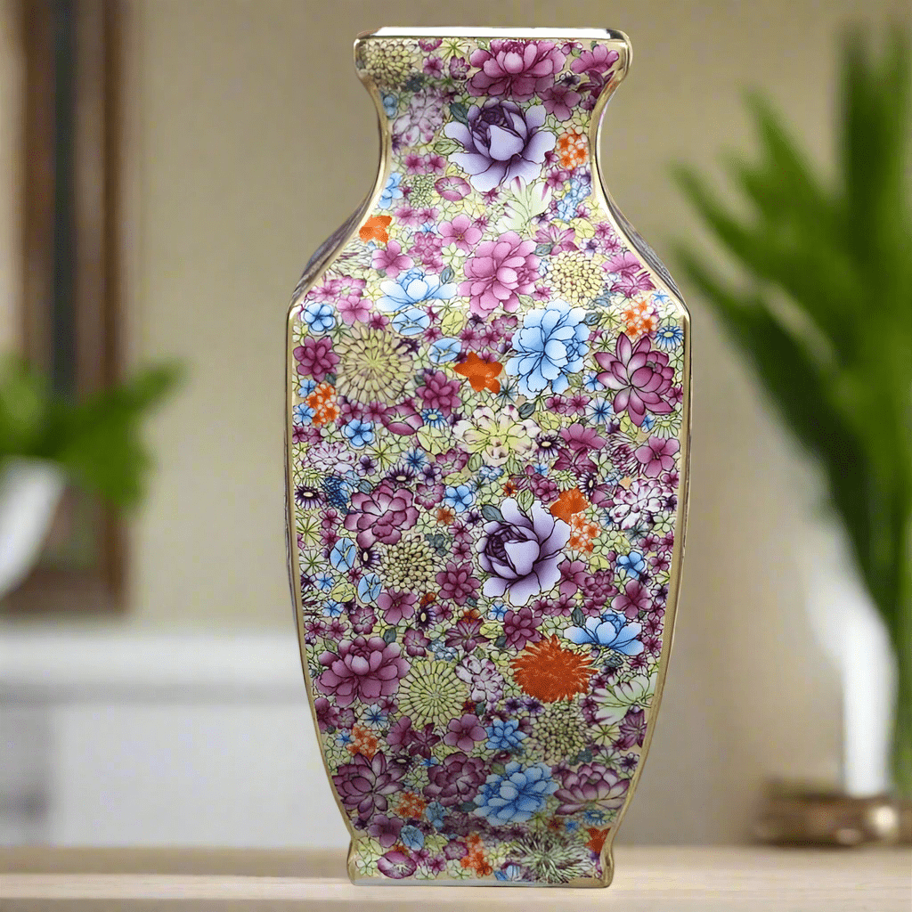 Porcelain Floral and Pattern Enamel Vase product detail view 2