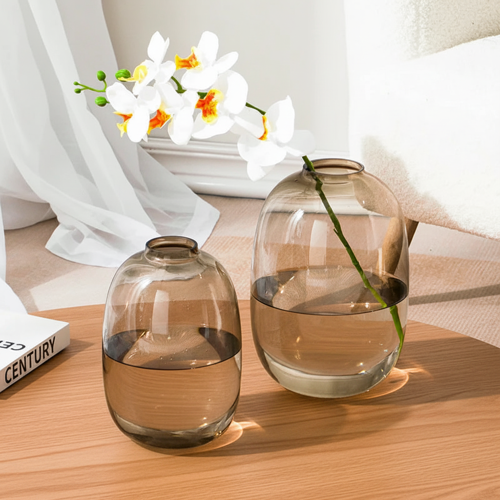 Minimalist Glass Rounded Bulb Vase product detail view 3