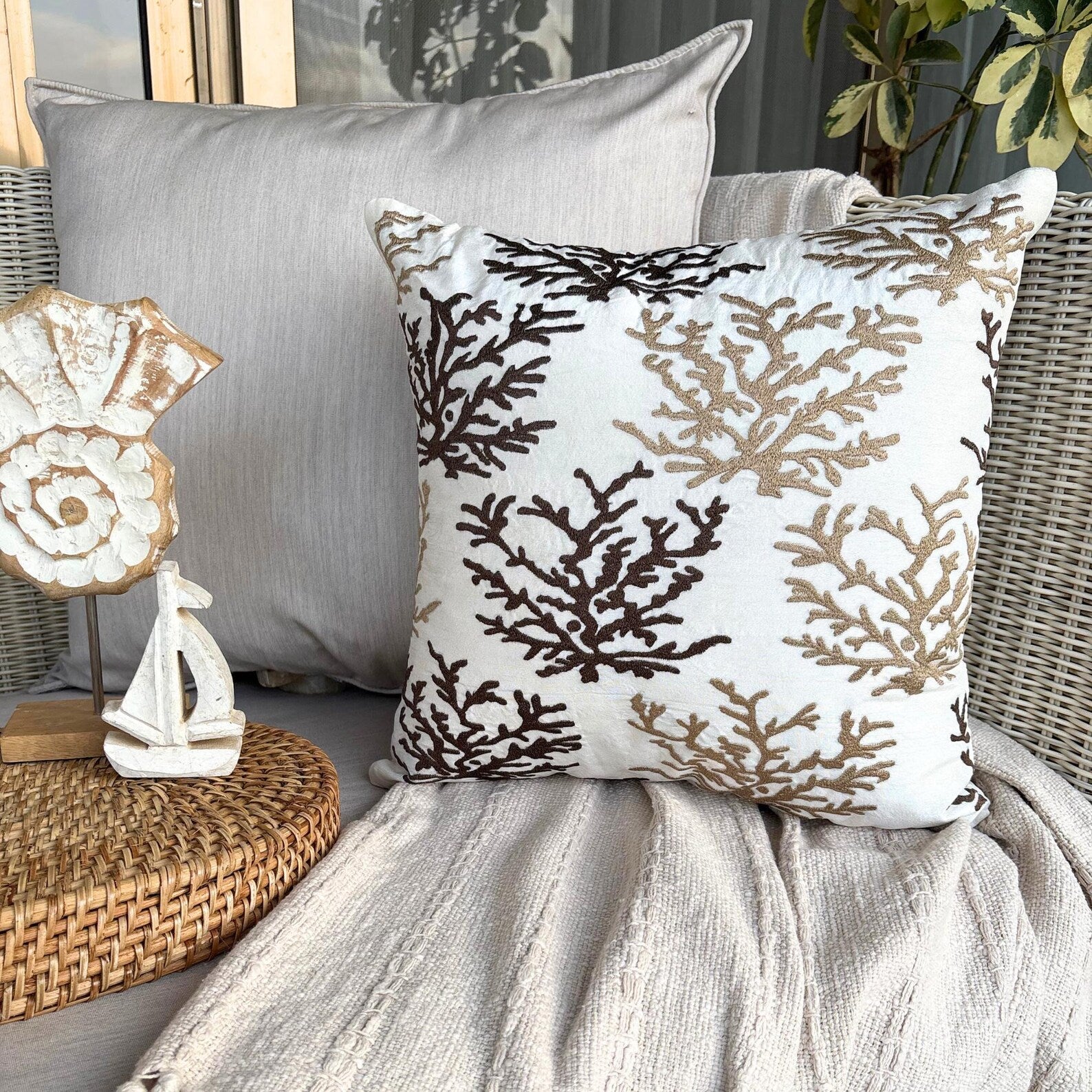 Branching Coral throw pillow cover, product view 3