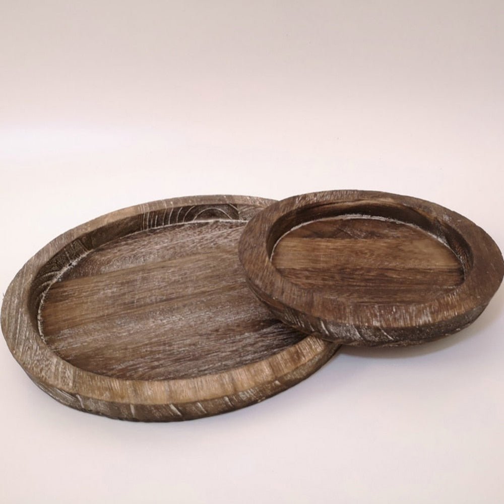 Wood Farmhouse Candle Holder Plate product view