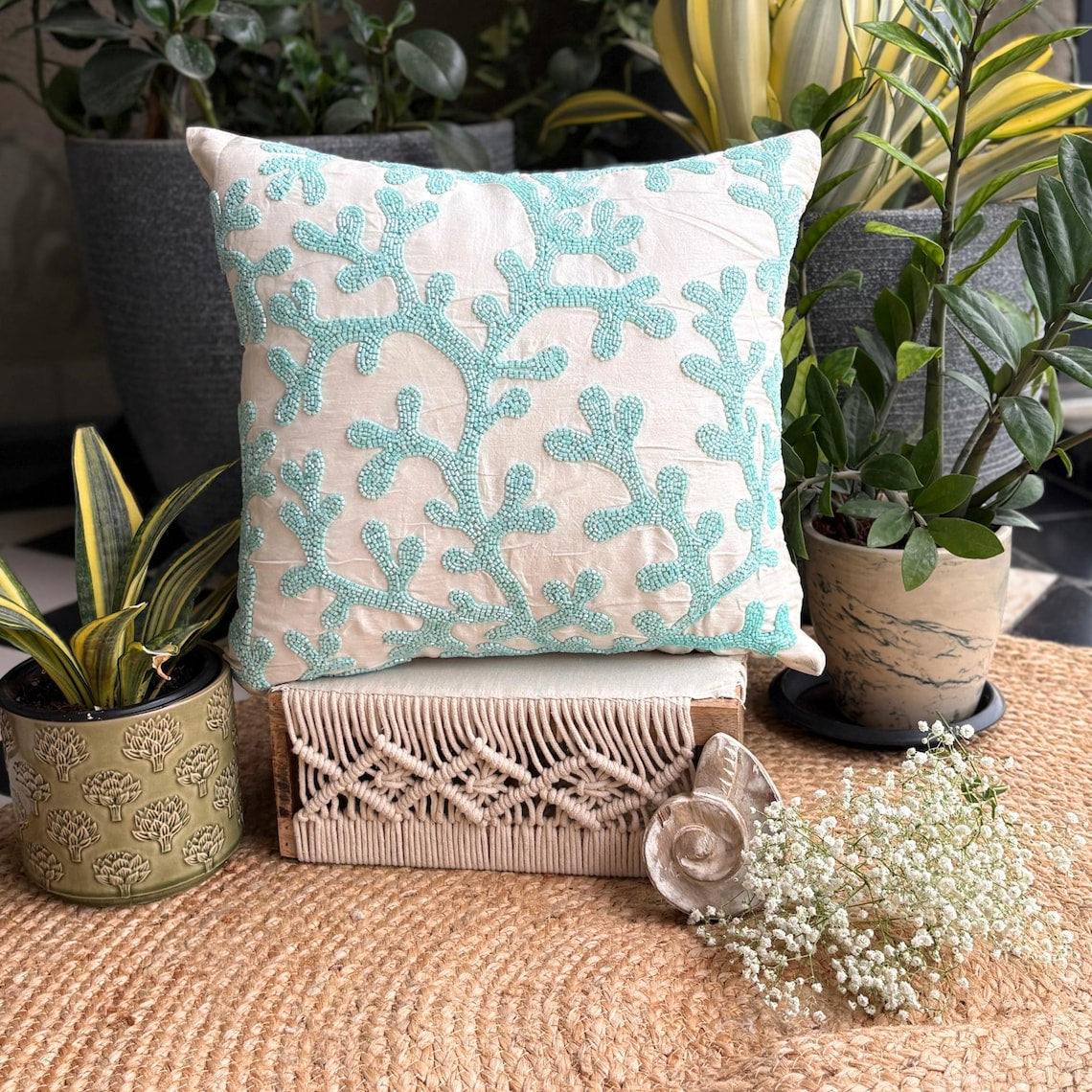 Coastal Seaweed throw pillow cover, product view 3