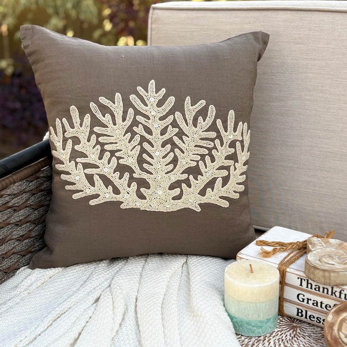 Coral Cluster throw pillow cover, product view 4