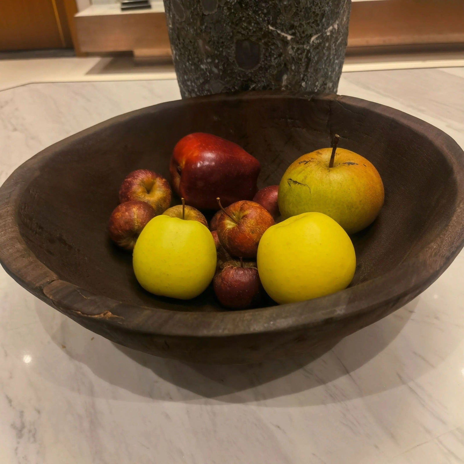 Dark Aged Tung Wood Large Disc Bowl product view