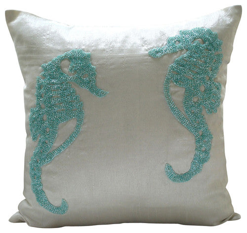 Coastal Seahorse throw pillow cover, product view 11