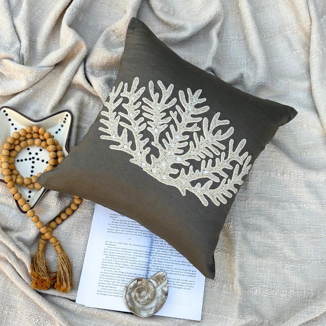 Coral Cluster throw pillow cover, product view 2