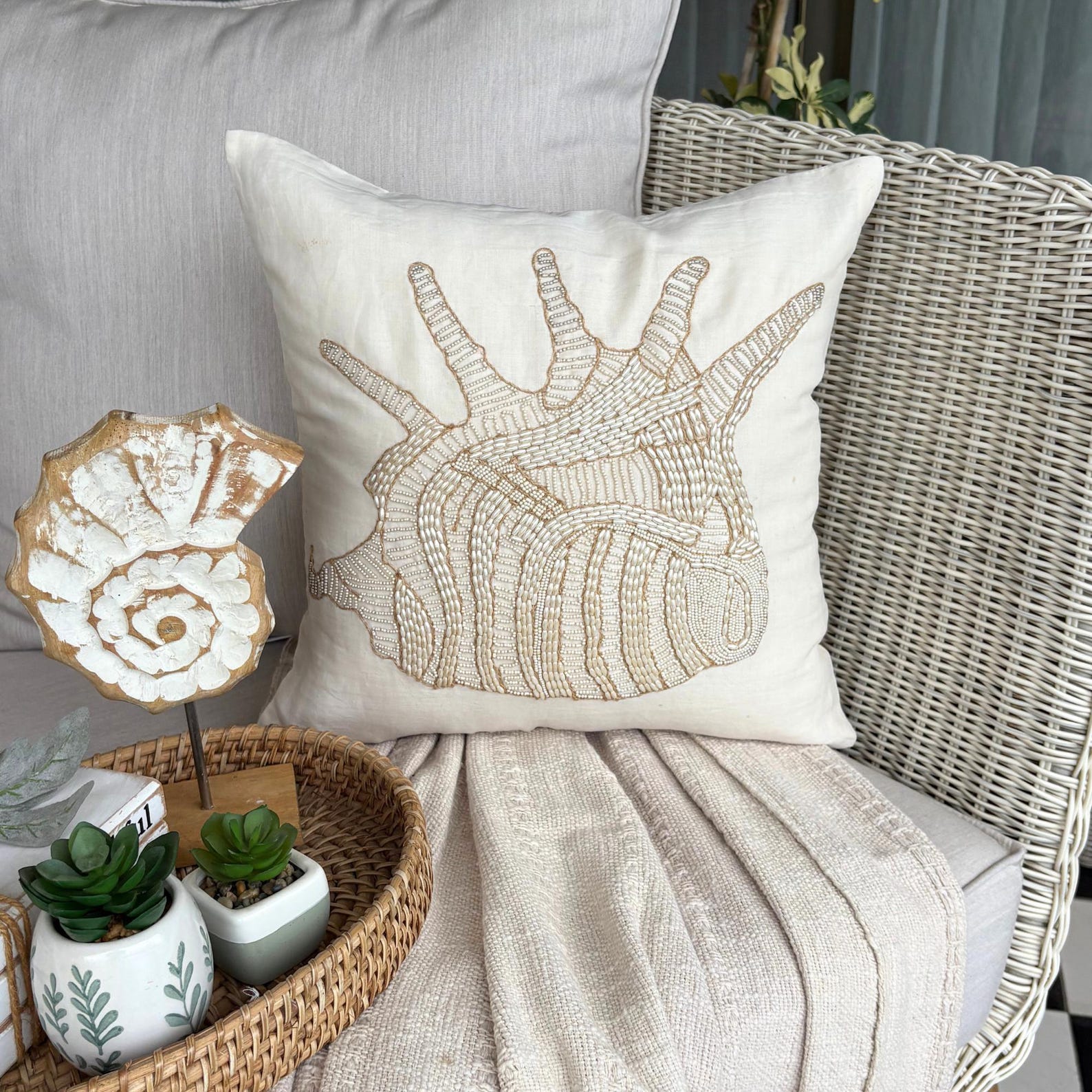 Seahorse Pattern throw pillow cover, product view 11