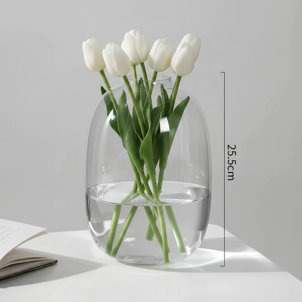 Minimalist Glass Rounded Bulb Vase product detail view 5