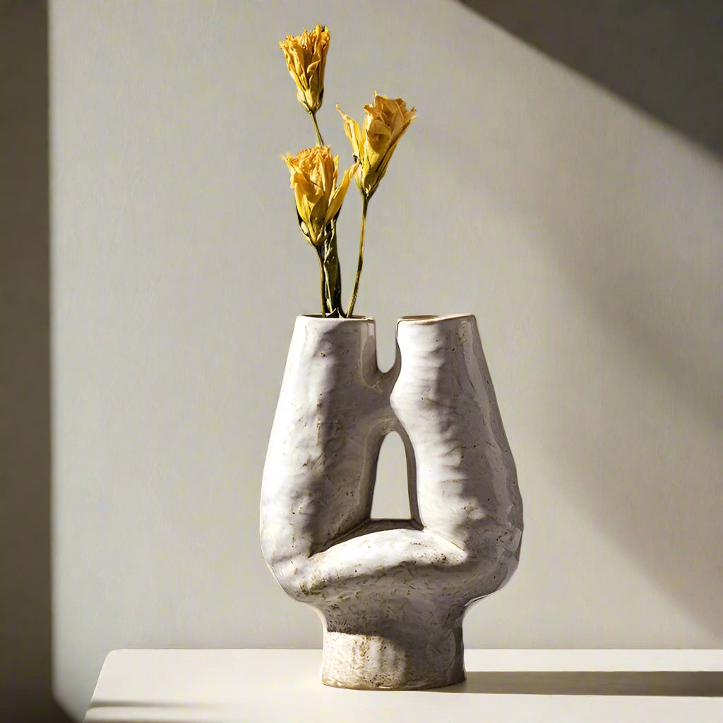 Double Mouth Ceramic H Vase product view