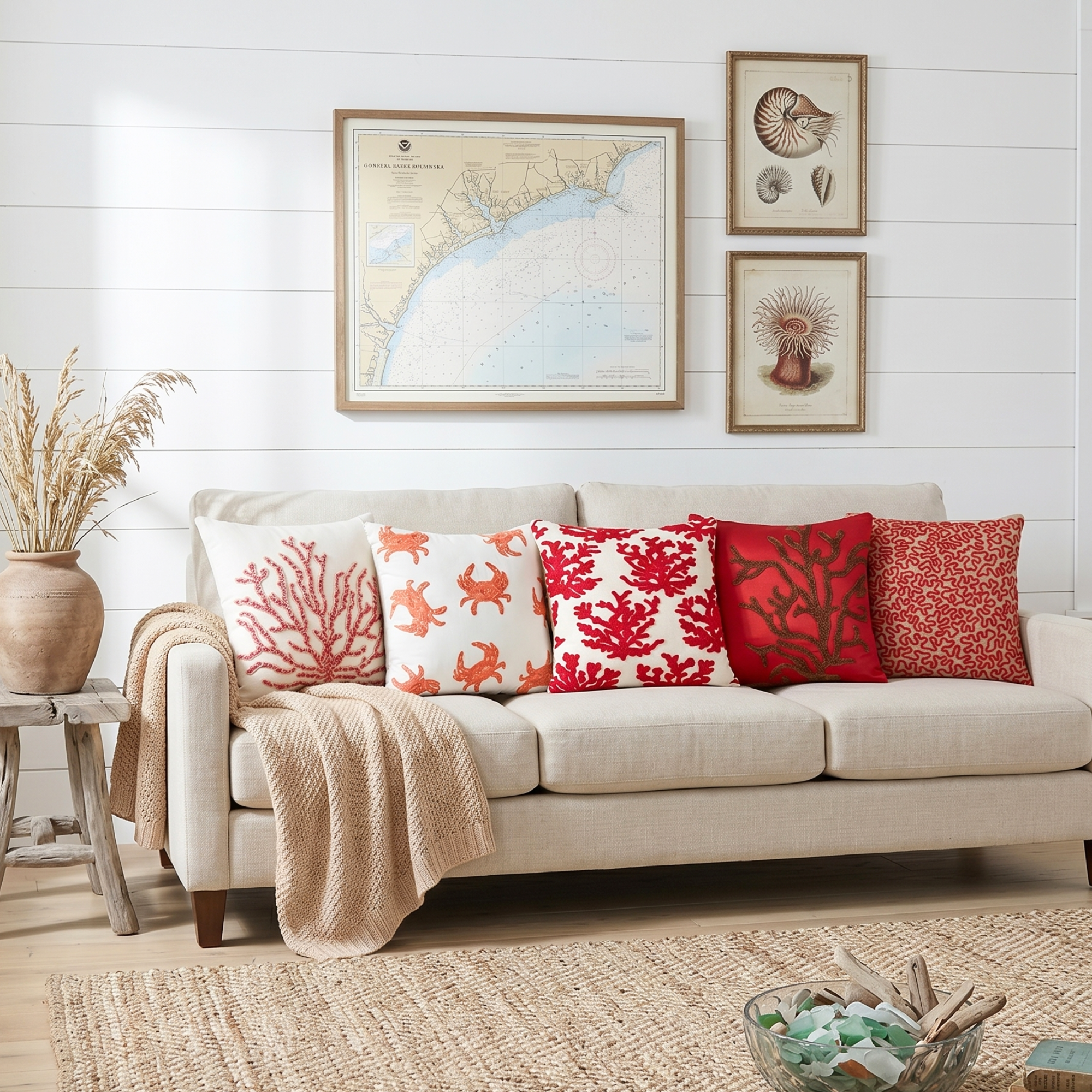 Layered Coral throw pillow cover, product view 6