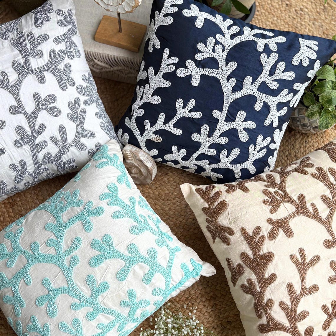 Coastal Seaweed throw pillow cover, product view 5