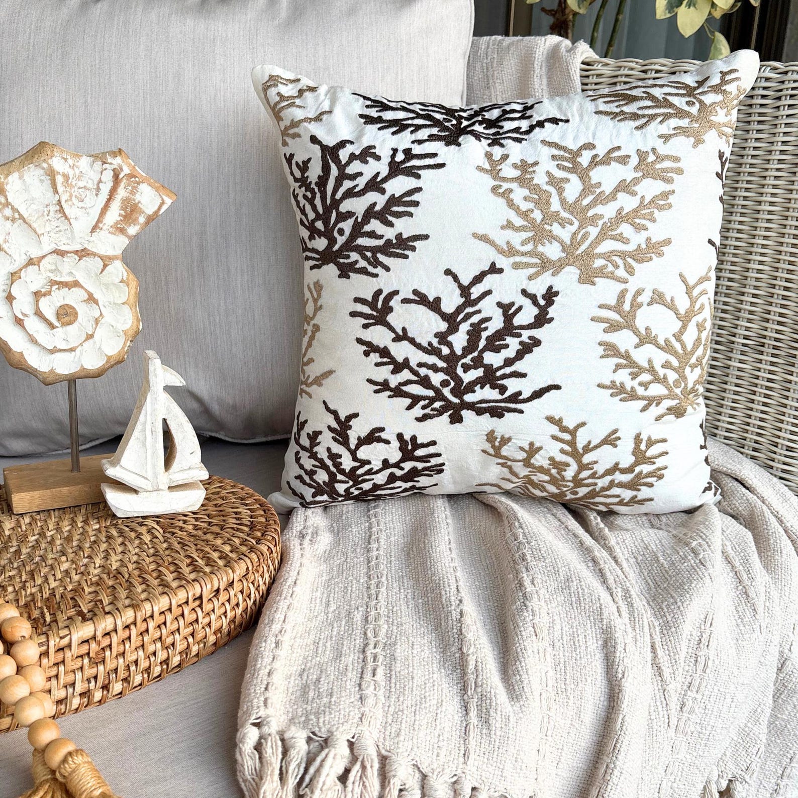 Branching Coral throw pillow cover, product view 1
