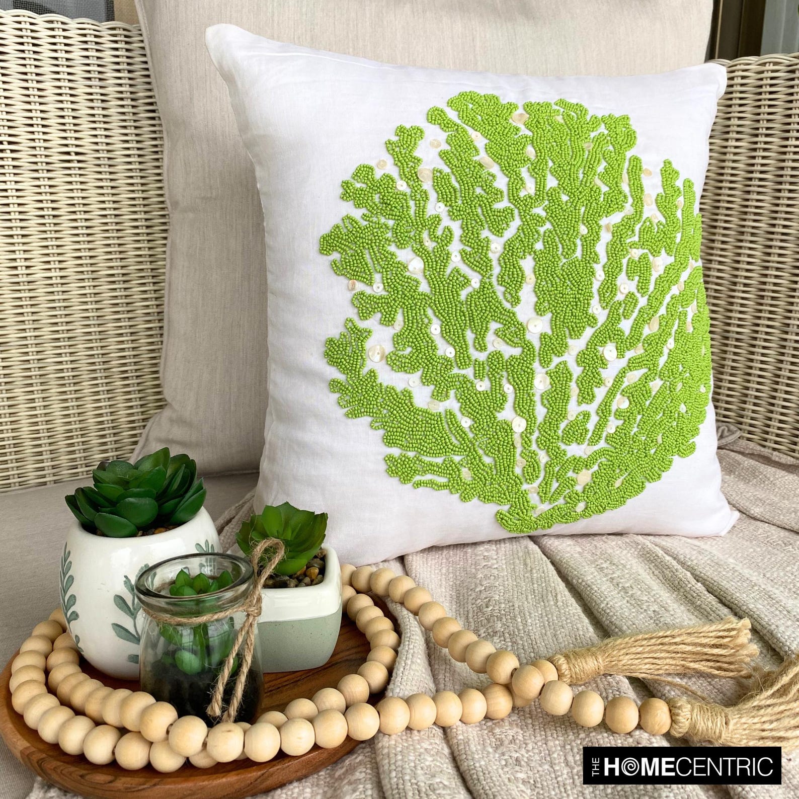Deep Seaweed throw pillow cover, product view 4