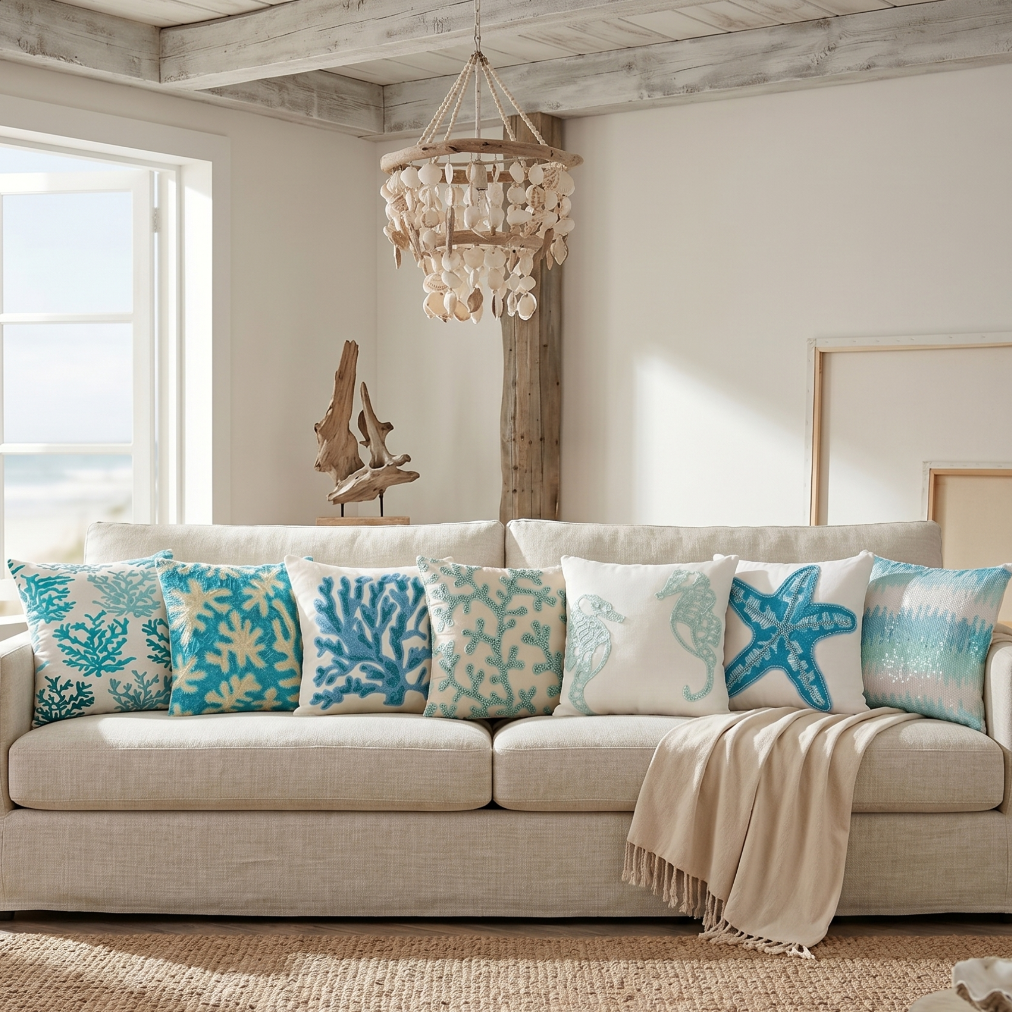 Coastal Seaweed throw pillow cover, product view 8