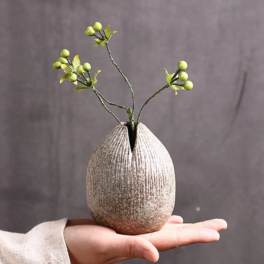 Ceramic Cave Stone Textured Acorn Vase product view