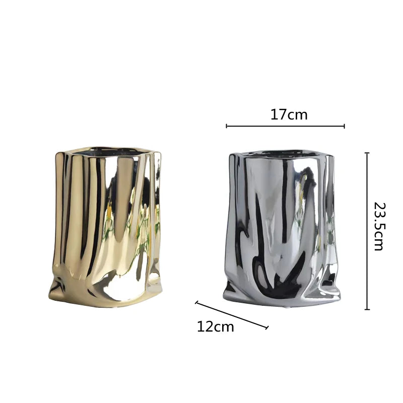 Ruffled Ceramic Porcelain Flower Vase product detail view 4