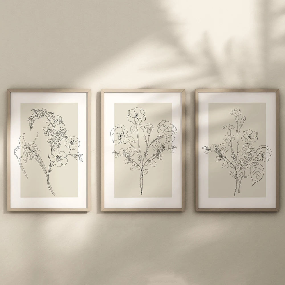 Floral Sketch Wall Art Print product view