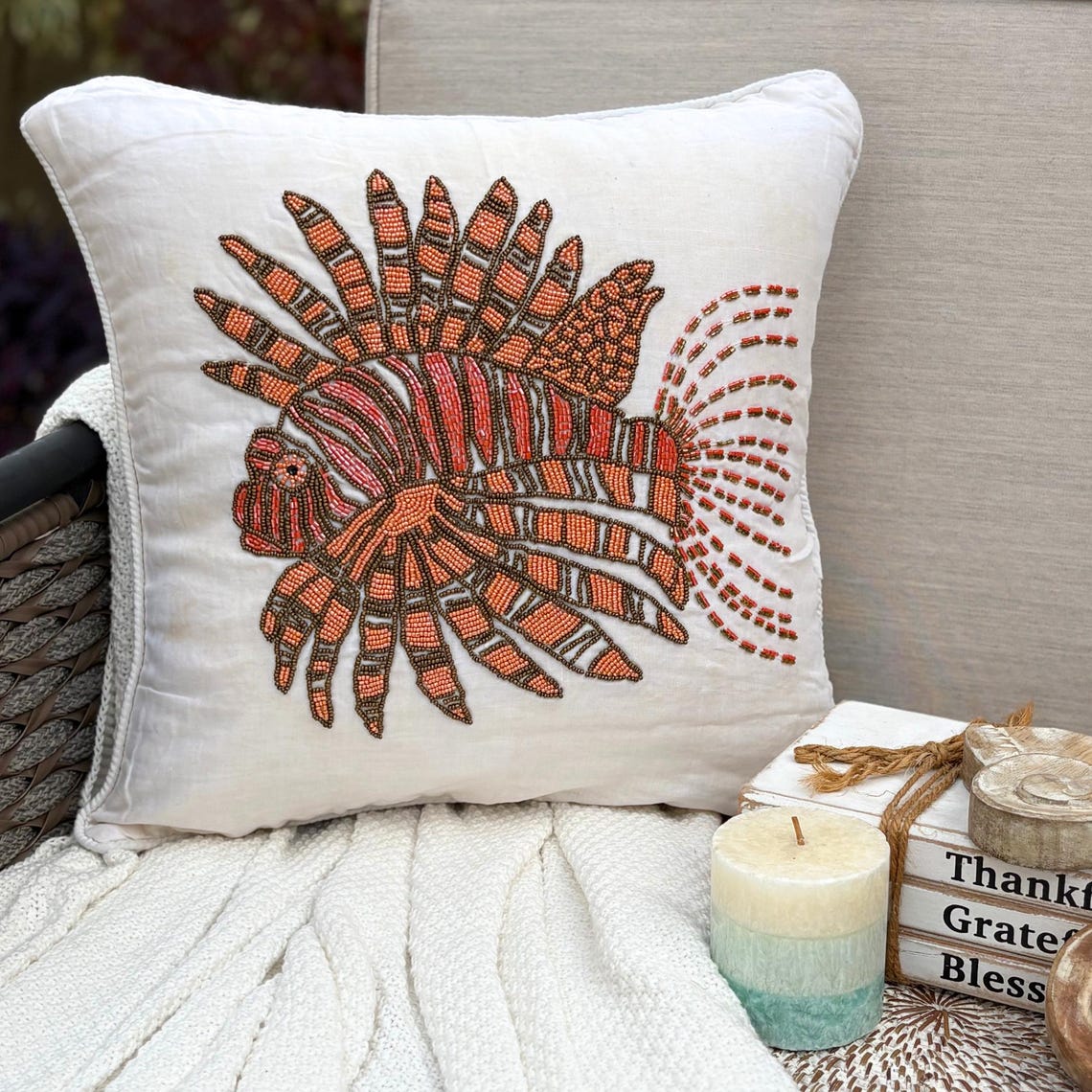 Koi Fish Motif throw pillow cover, product view 1
