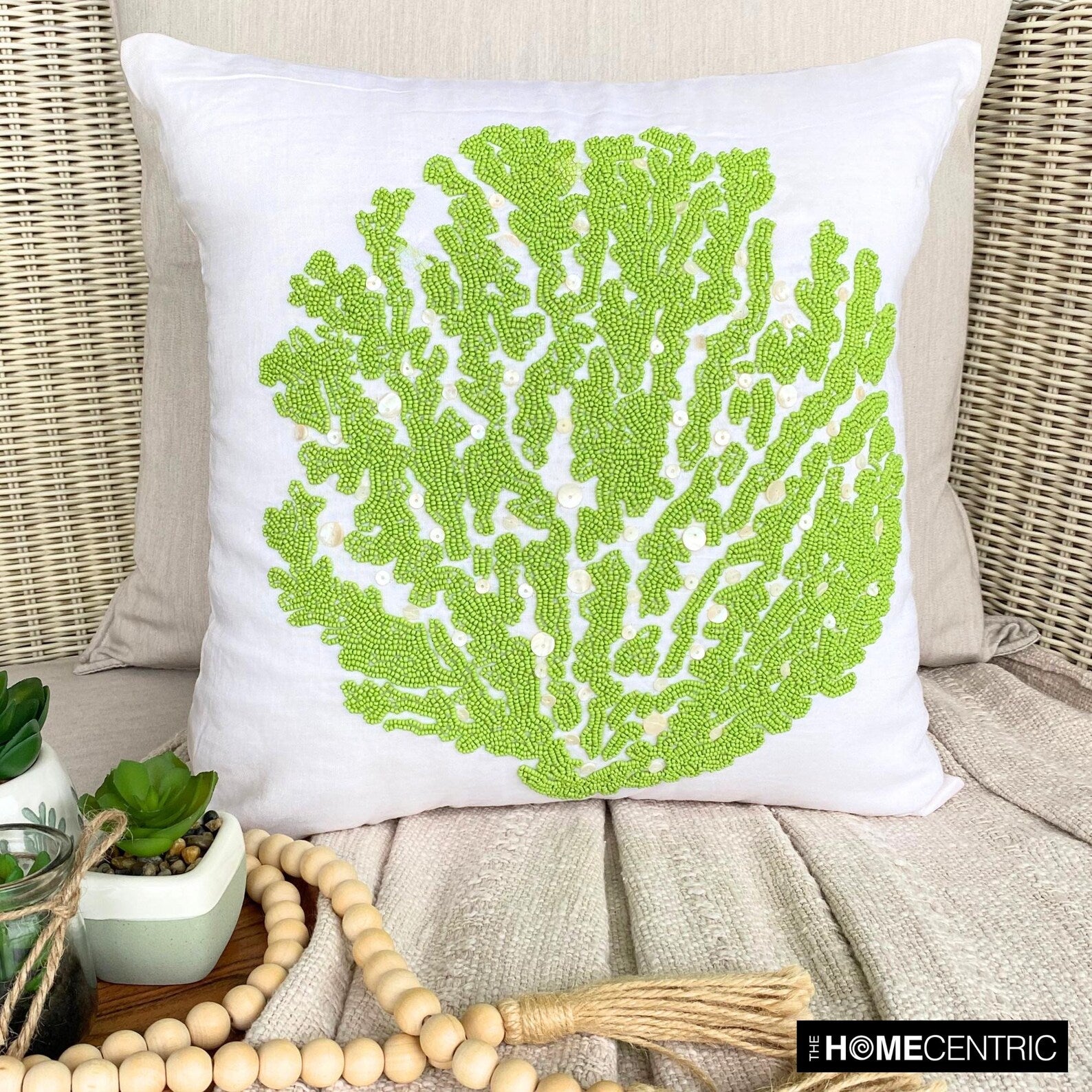 Deep Seaweed throw pillow cover, product view 1