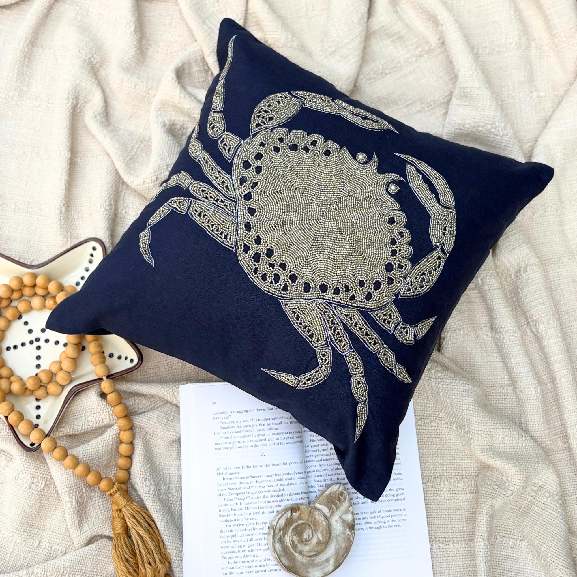 Shoreline Crab throw pillow cover, product view 2