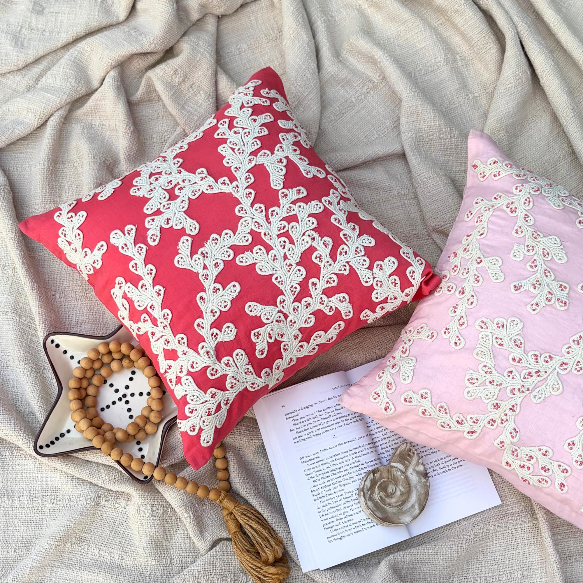 Coral Branch throw pillow cover, product view 4