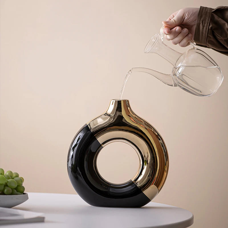 Accent Ceramic Modern Donut Vase product detail view 3