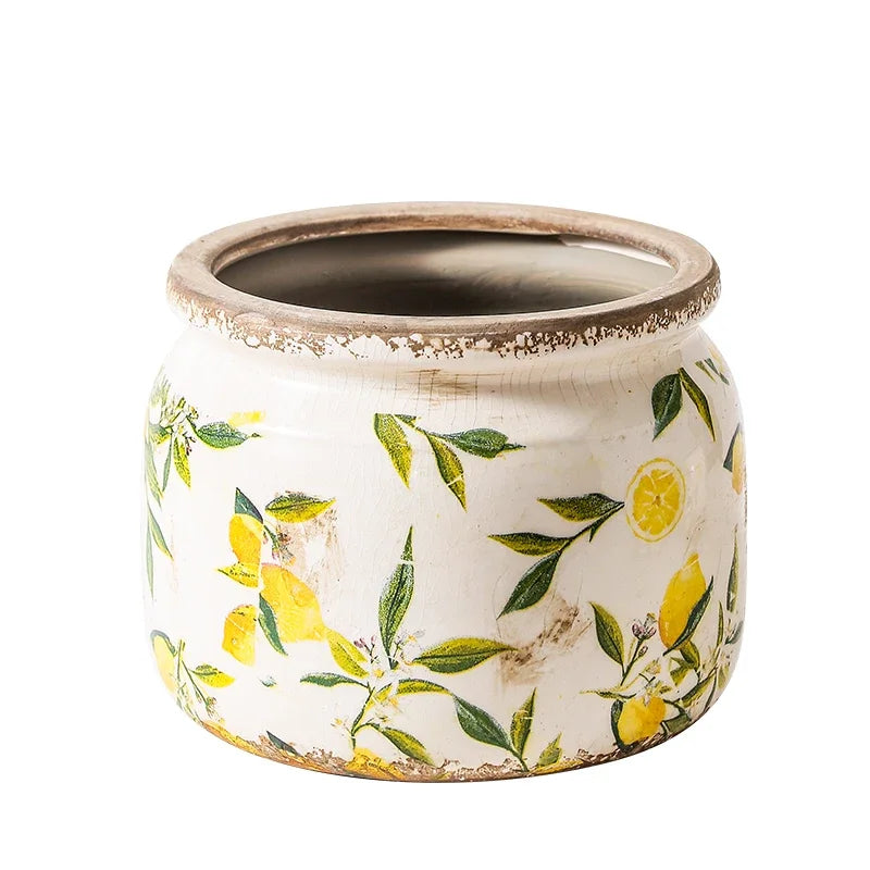 Lemon Printing Underglaze Flower Pot product detail view 4
