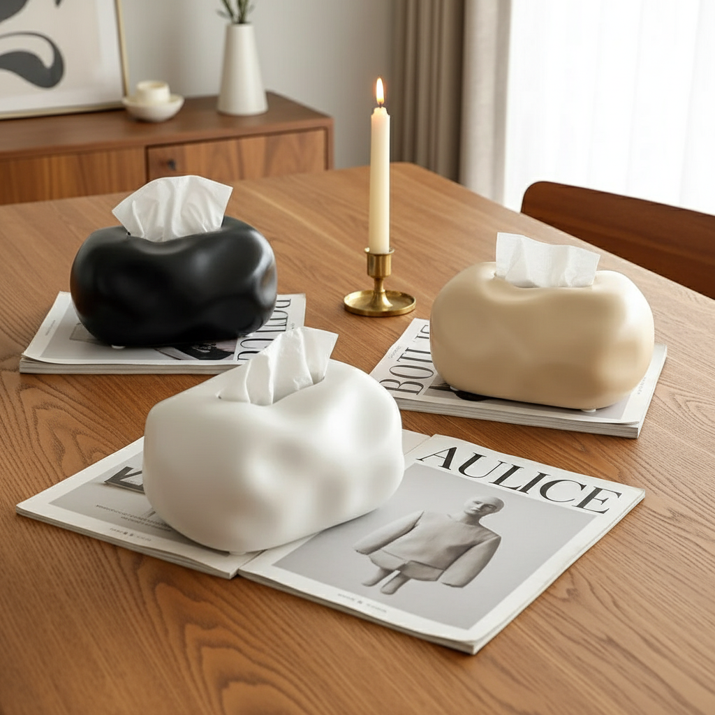 Unstructured Ceramic Tissue Box Cover product view