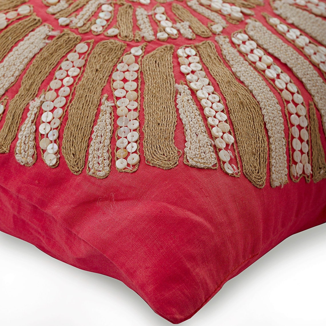 Coral and Seashell throw pillow cover, product view 8