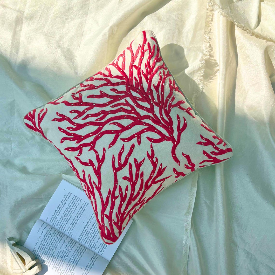 Coral and Starfish throw pillow cover, product view 22