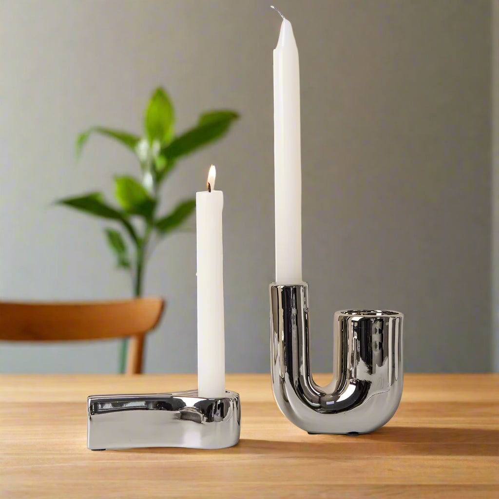 Minimalist Electroplated Candlestick Holders product detail view 2