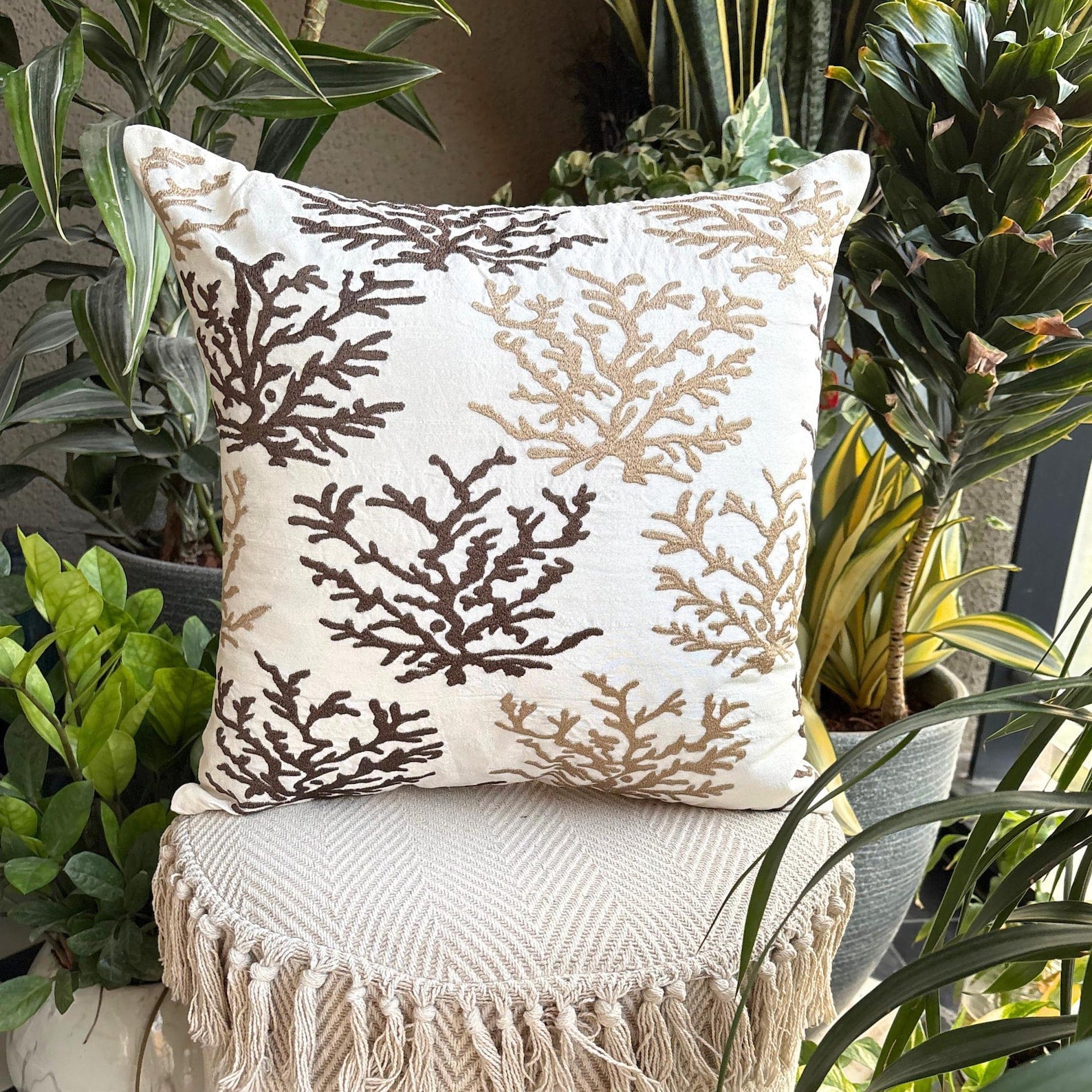 Branching Coral throw pillow cover, product view 4